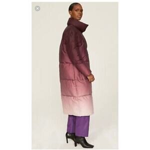 Busayo Collective Ombré Wine Pink Purple Parka Puffer Trench Jacket size XS